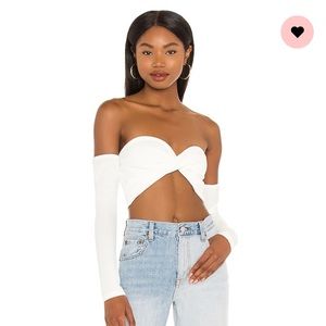 Superdown white twist crop top with sleeves